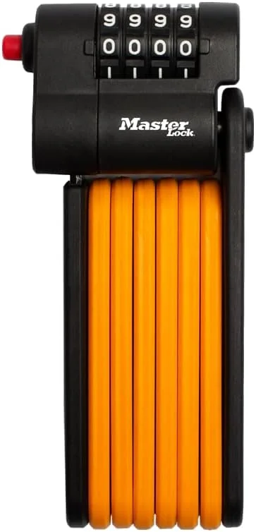 قفل تاشو زنجیری دوچرخه مسترلاک با حلقه های فولادی سخت کاری شده، قفل ضد سرقت سنگین دوچرخه با رمز قابل تنظیم، طول 80 سانتی متر و ضخامت 4 میلی متر، مدل 8336EC