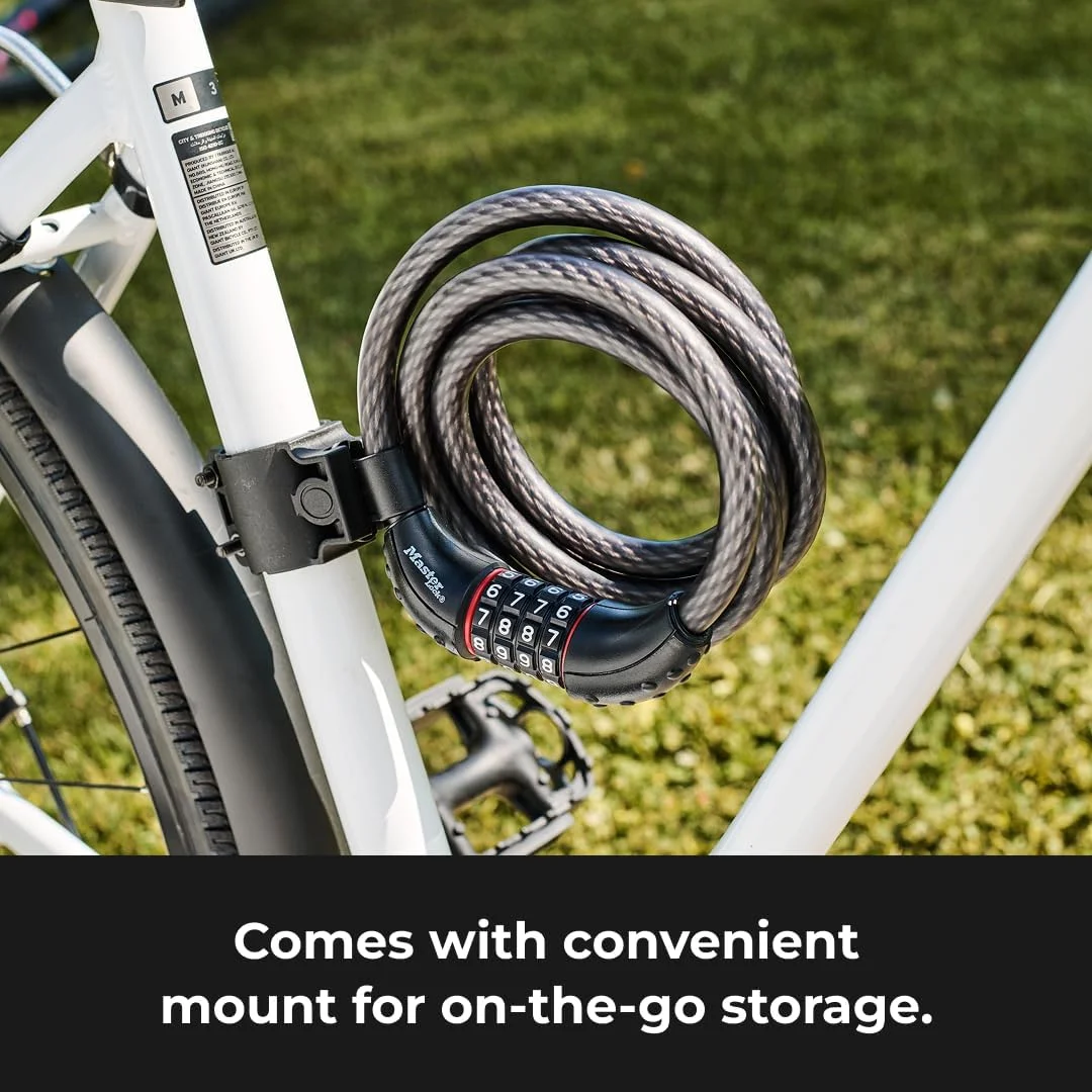 قفل کابلی مستر لاک، قفل دوچرخه با رمز قابل تنظیم، طول 1.8 متر، مدل 8122D قفل کابلی مستر لاک، قفل دوچرخه با رمز قابل تنظیم، طول 1.8 متر، مدل 8122D