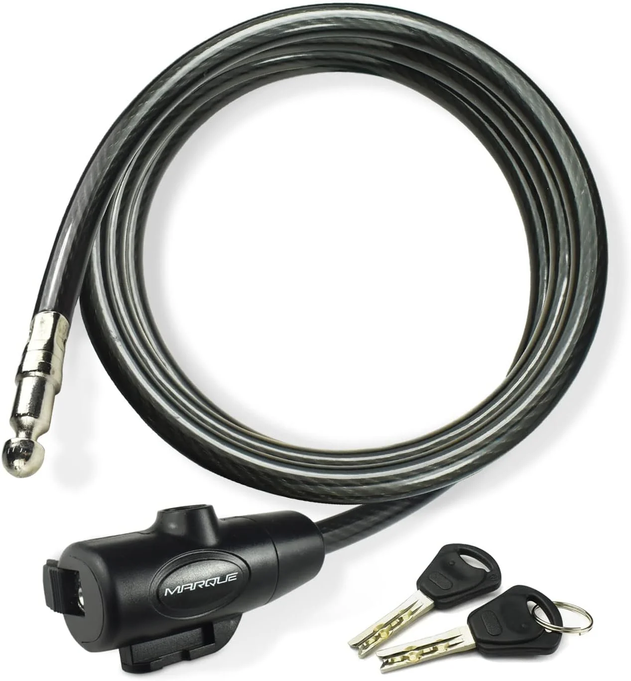 قفل دوچرخه مارک با کلید – قفل کابلی مستقیم 7 فوتی 3/8 اینچی با کلید، کابل امنیتی ضد سرقت برای دوچرخه، اسکوتر، کایاک، تخته پارویی، دروازه