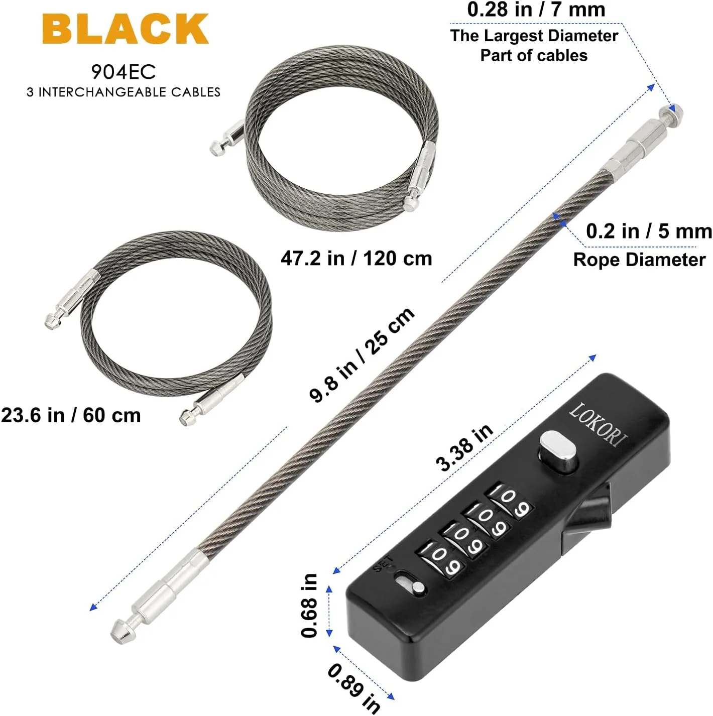 قفل زنجیری، قفل ترکیبی آلیاژ روی با 3 کابل چند طول قابل تعویض، با کابل قفل 1/5 اینچی، کاربرد گسترده برای دوچرخه کوچک، حصار فضای باز، چمدان، چمدان مسافرتی قفل زنجیری، قفل ترکیبی آلیاژ روی با 3 کابل چند طول قابل تعویض، با کابل قفل 1/5 اینچی، کاربرد گسترده برای دوچرخه کوچک، حصار فضای باز، چمدان، چمدان مسافرتی