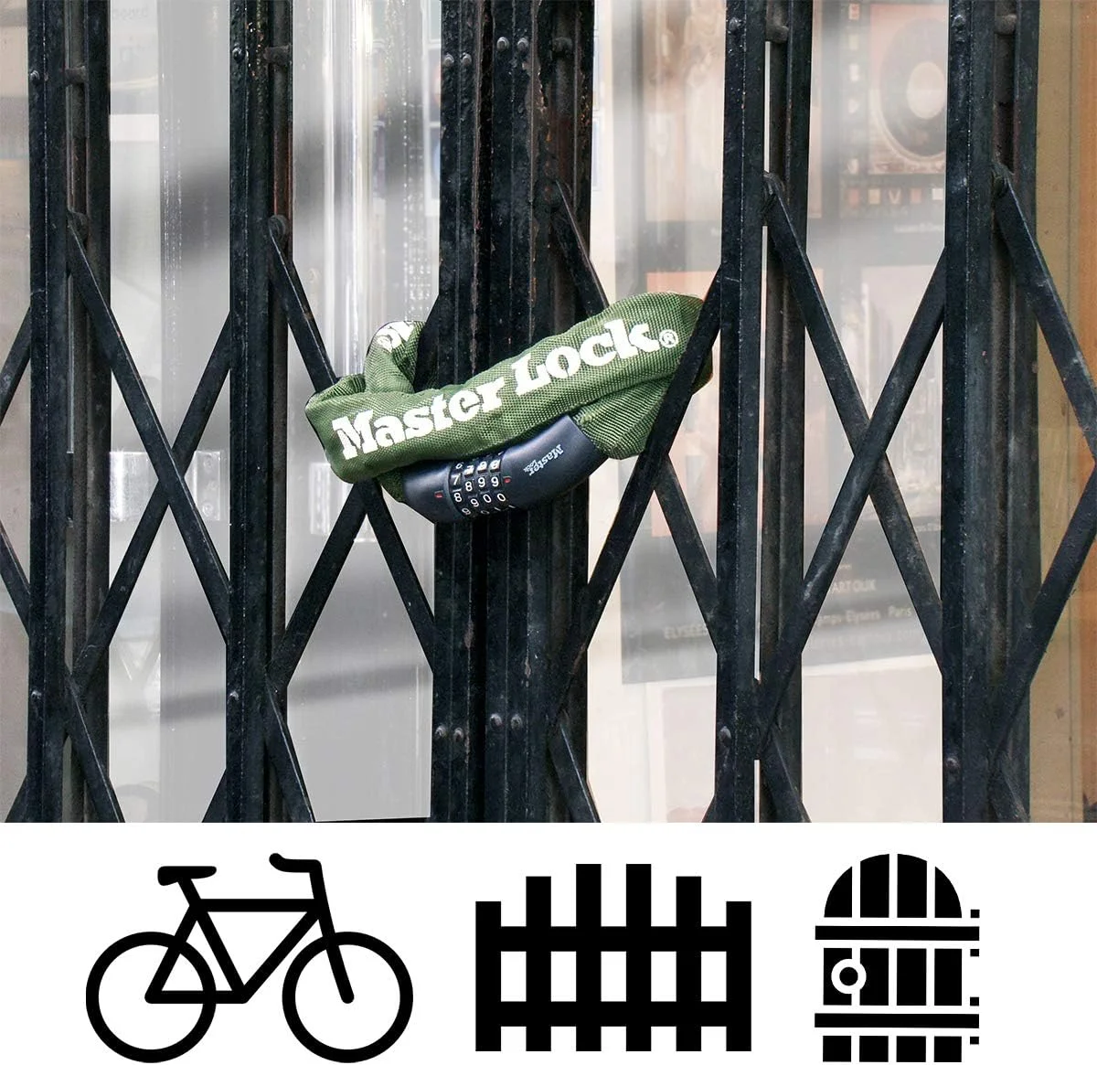 قفل زنجیری مستر لاک با ضخامت 8 میلی متر و طول 1000 میلی متر، دارای قفل ترکیبی 4 رقمی قابل تنظیم مجدد - خاکی قفل زنجیری مستر لاک با ضخامت 8 میلی متر و طول 1000 میلی متر، دارای قفل ترکیبی 4 رقمی قابل تنظیم مجدد - خاکی