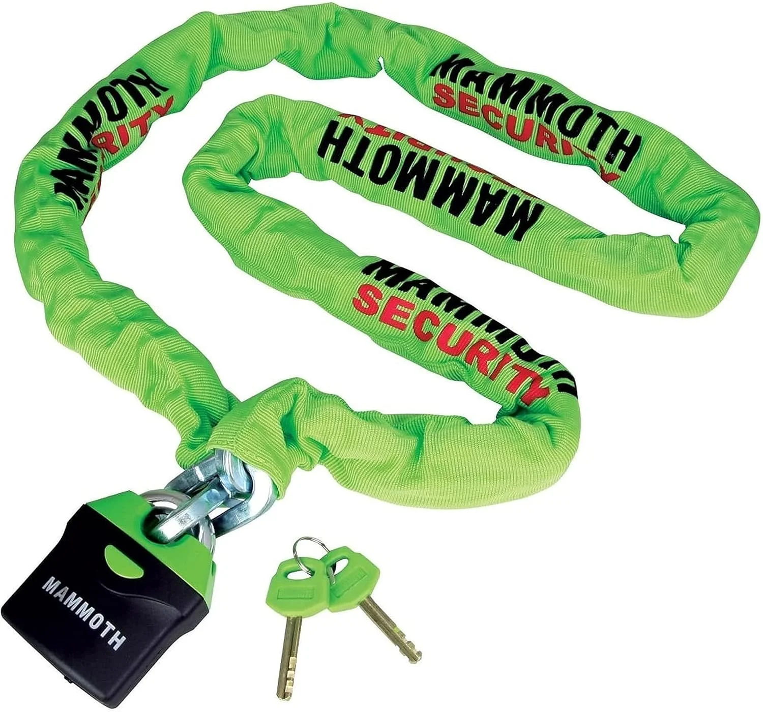 قفل زنجیری مربعی سنگین BIKEIT LOCM009 MAMMOTH HD به طول 1.8 متر، قفل زنجیری فولادی سخت کاری شده موتورسیکلت