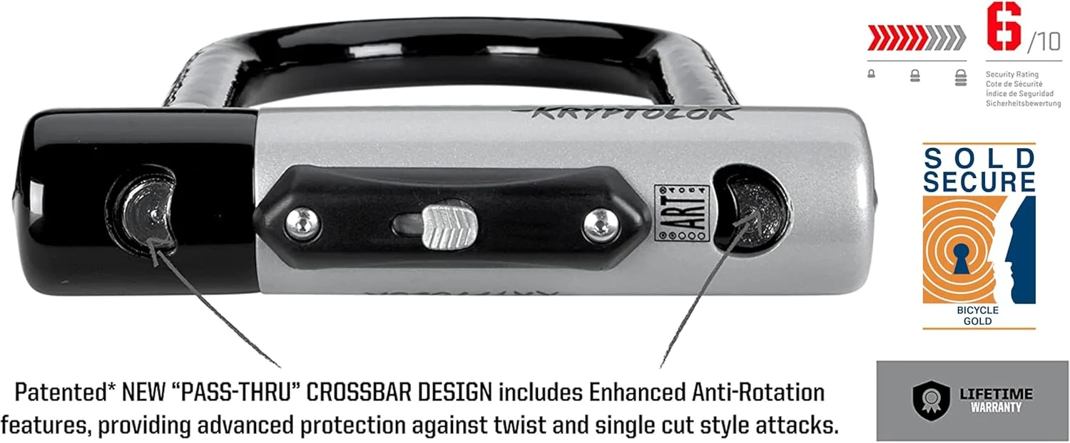 قفل U-شکل استاندارد دوچرخه Kryptonite Kryptolok به همراه کابل انعطاف پذیر 4 فوتی قفل U-شکل استاندارد دوچرخه Kryptonite Kryptolok به همراه کابل انعطاف پذیر 4 فوتی