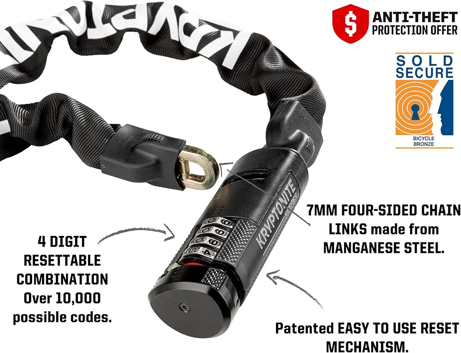 قفل زنجیری رمزدار دوچرخه کریپتونایت Keeper 790 با ضخامت 7 میلیمتر، مشکی قفل زنجیری رمزدار دوچرخه کریپتونایت Keeper 790 با ضخامت 7 میلیمتر، مشکی