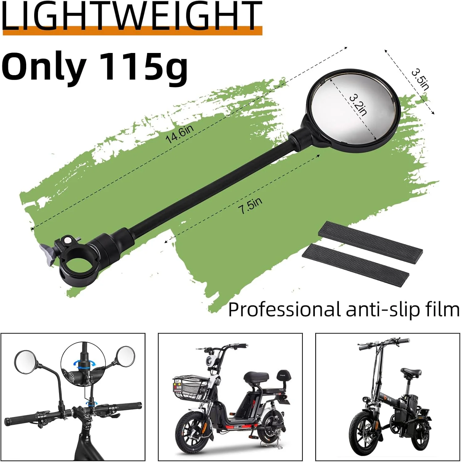 آینه دوچرخه ROCKBROS قابل نصب روی فرمان با قابلیت چرخش 360 درجه، آینه عقب دوچرخه قابل تنظیم، زاویه دید عریض HD، آینه محدب آکریلیک شفاف ایمن برای دوچرخه کوهستانی، جاده، موتور سیکلت برقی آینه دوچرخه ROCKBROS قابل نصب روی فرمان با قابلیت چرخش 360 درجه، آینه عقب دوچرخه قابل تنظیم، زاویه دید عریض HD، آینه محدب آکریلیک شفاف ایمن برای دوچرخه کوهستانی، جاده، موتور سیکلت برقی