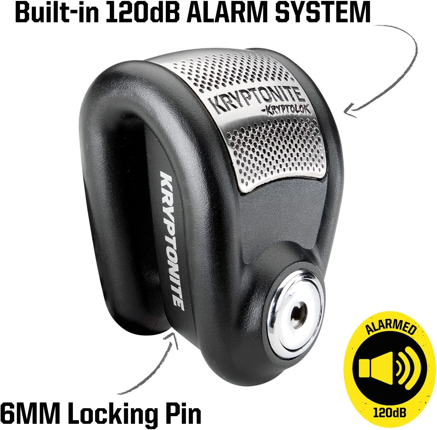 قفل دیسکی کریپتونایت 429544 با آلارم کریپتولاک (پین 6 میلیمتری)، مشکی قفل دیسکی کریپتونایت 429544 با آلارم کریپتولاک (پین 6 میلیمتری)، مشکی