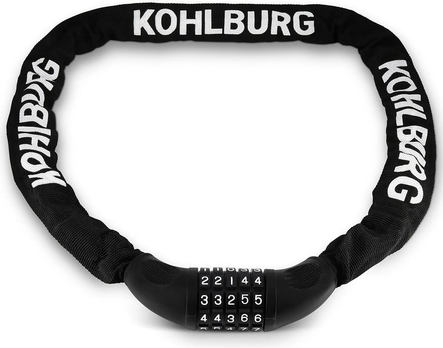 قفل زنجیری بسیار بلند کُلبورگ با طول ۱۱۵ سانتی متر و ضخامت ۶ میلی متر با رمز عددی - قفل زنجیری قوی با رمز - قفل دوچرخه مقاوم با رمز برای دوچرخه و دوچرخه برقی