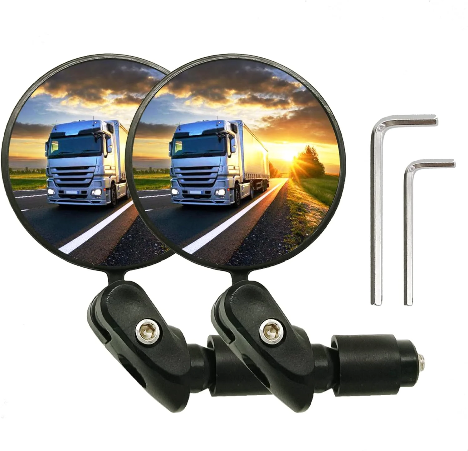 آینه دوچرخه، آینه انتهای فرمان دوچرخه، آینه های دید عقب قابل تنظیم برای انتهای فرمان، آینه های گرد محدب HD اکریلیک، آینه های دید عقب دوچرخه برای دوچرخه جاده و کوهستان (2 عدد)