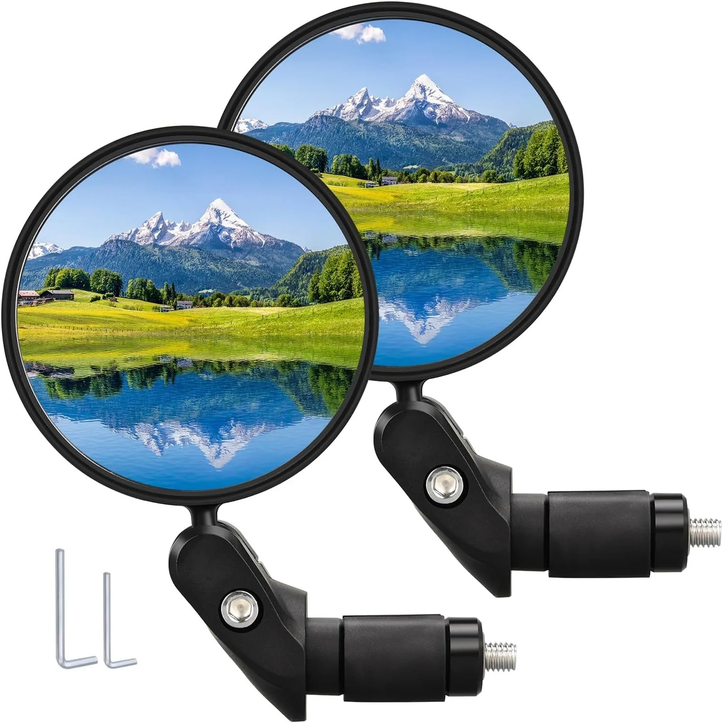 آینه فرمان دوچرخه RUBY.Q، مجموعه 2 عددی آینه عقب دوچرخه، آینه دید عقب دوچرخه ایمنی HD، آینه محدب قابل تنظیم نصب شده روی فرمان با آچار آلن، برای دوچرخه های کوهستانی و جاده (2 آینه)