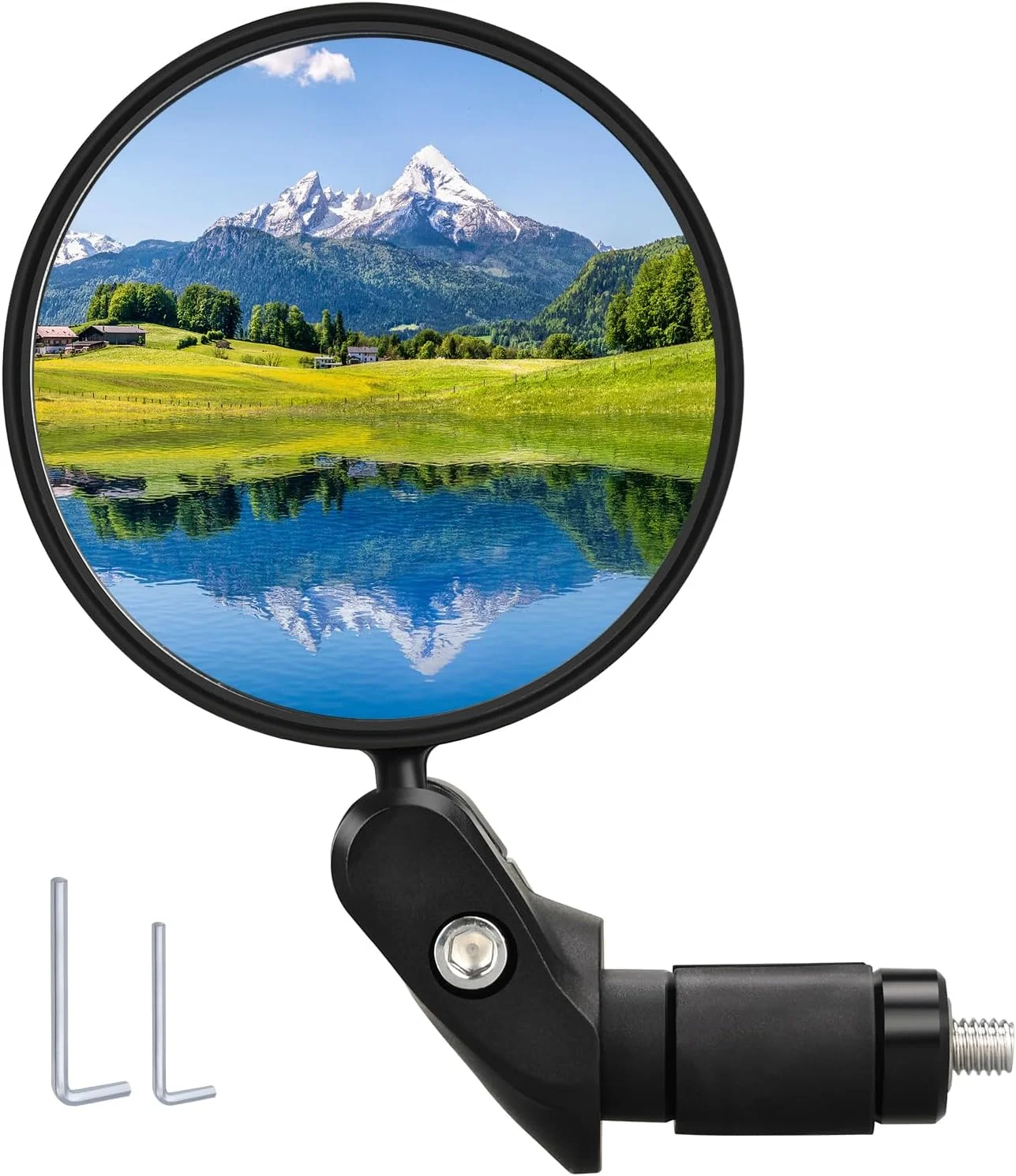 آینه فرمان دوچرخه RUBY.Q، آینه دید عقب دوچرخه، آینه دید عقب ایمنی HD، آینه محدب قابل تنظیم نصب شده روی فرمان با آچار آلن، برای دوچرخه های کوهستانی و جاده ای (1 آینه)