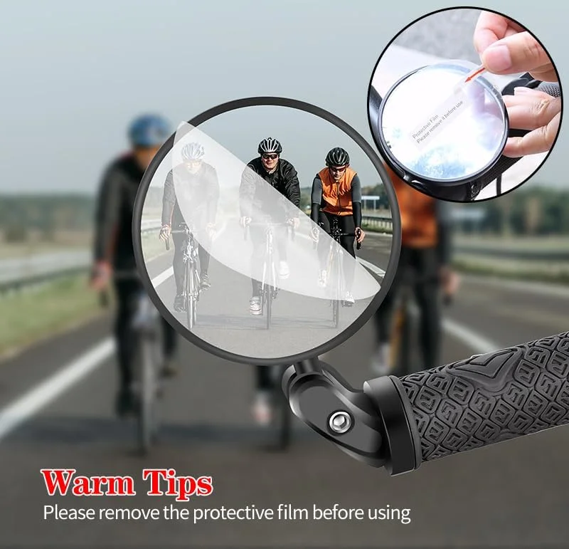 آینه فرمان دوچرخه RUBY.Q، آینه دید عقب دوچرخه، آینه دید عقب ایمنی HD، آینه محدب قابل تنظیم نصب شده روی فرمان با آچار آلن، برای دوچرخه های کوهستانی و جاده ای (1 آینه)