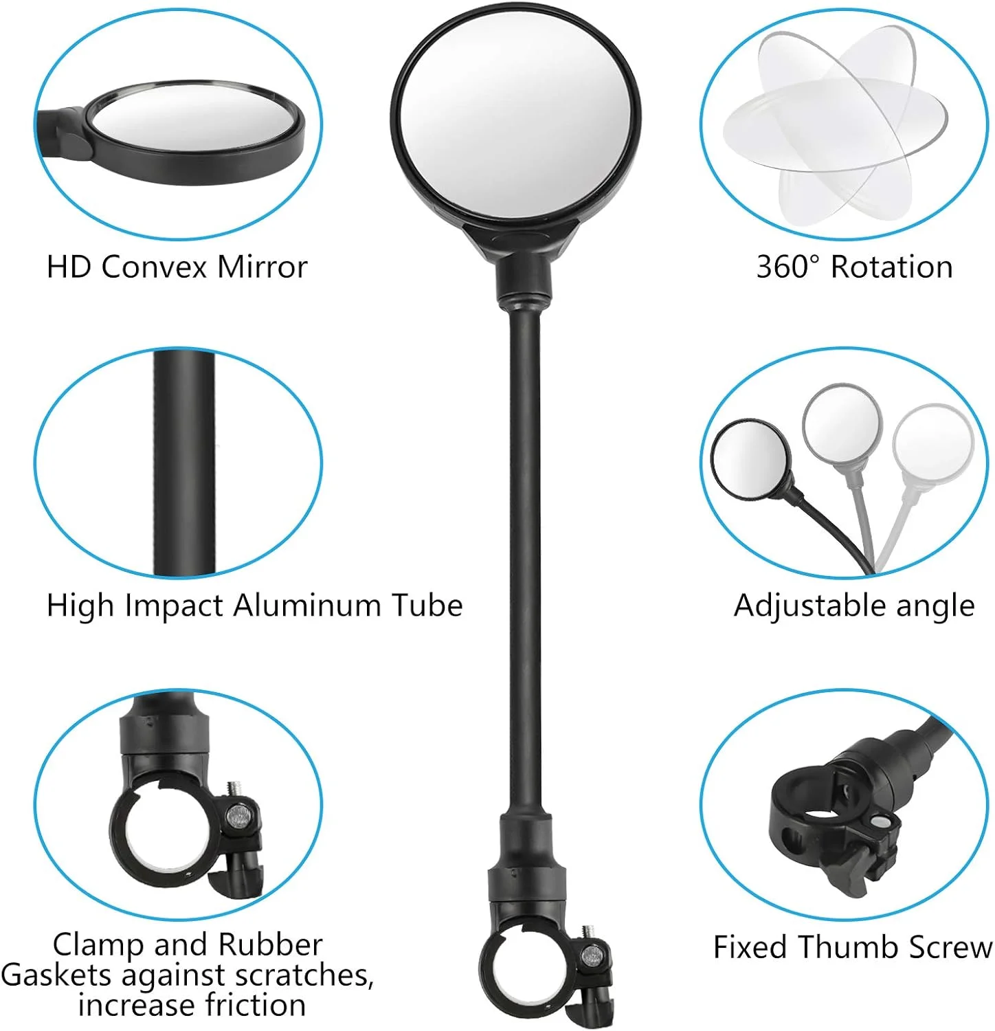 آینه های دوچرخه Yizhet، یک جفت آینه فرمان دوچرخه با قابلیت چرخش 360 درجه، آینه های دید عقب با زاویه باز، آینه های محدب بال دوچرخه برای دوچرخه، اسکوتر برقی، دوچرخه جاده، موتور گازی، موتورسیکلت آینه های دوچرخه Yizhet، یک جفت آینه فرمان دوچرخه با قابلیت چرخش 360 درجه، آینه های دید عقب با زاویه باز، آینه های محدب بال دوچرخه برای دوچرخه، اسکوتر برقی، دوچرخه جاده، موتور گازی، موتورسیکلت