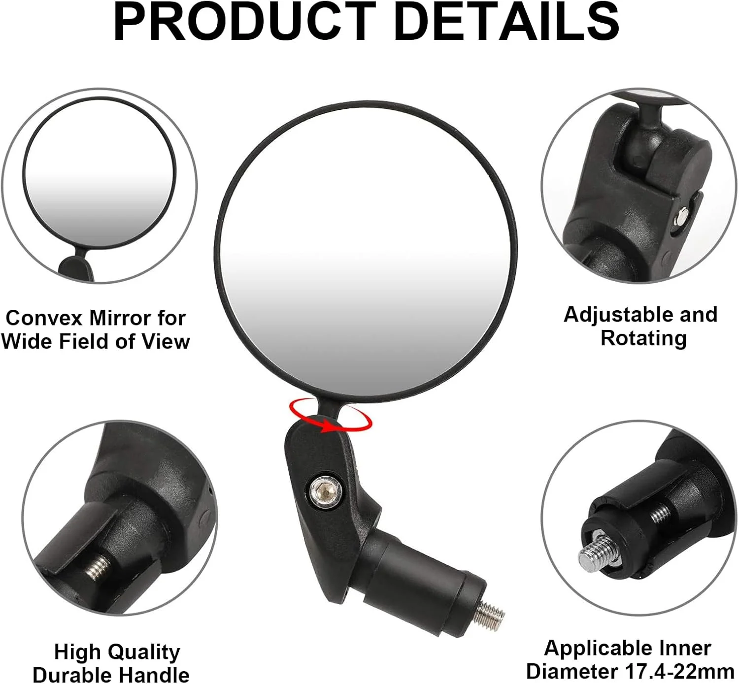آینه دوچرخه YHT، 2 عدد آینه دید عقب دوچرخه با قابلیت چرخش 360 درجه HD، آینه محدب با ابزار نصب برای دوچرخه های برقی، دوچرخه کوهستانی و اسکوتر آینه دوچرخه YHT، 2 عدد آینه دید عقب دوچرخه با قابلیت چرخش 360 درجه HD، آینه محدب با ابزار نصب برای دوچرخه های برقی، دوچرخه کوهستانی و اسکوتر