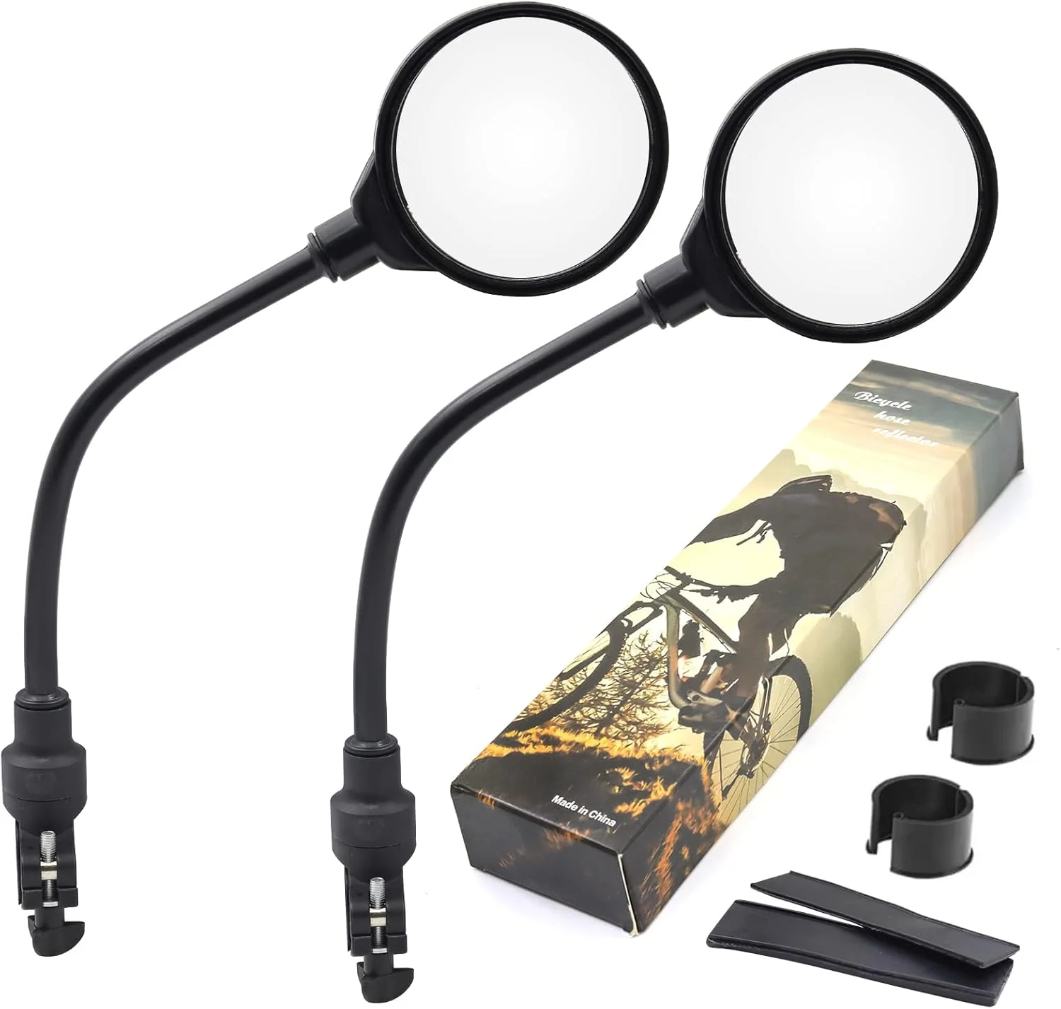 آینه دوچرخه قابل تنظیم، آینه های دید عقب فرمان دوچرخه با زاویه دید گسترده، آینه محدب ضد ضربه برای دوچرخه کوهستانی، جاده ای، برقی، هیبریدی، کروز، 2 عدد