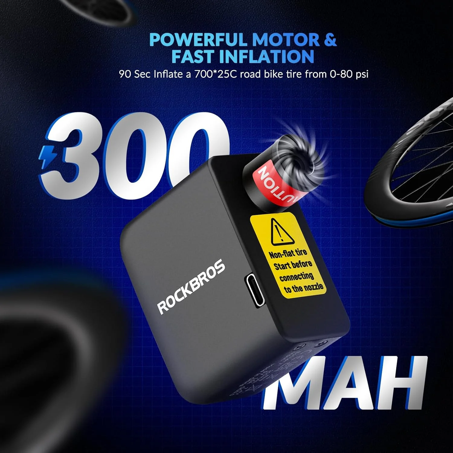 تلمبه برقی کوچک دوچرخه Rockbros، کمپرسور هوای کوچک 100 PSI برای دوچرخه کوهستان، تلمبه کوچک قابل شارژ 300 میلی آمپر ساعتی Type-C برای دوچرخه جاده، مشکی تلمبه برقی کوچک دوچرخه Rockbros، کمپرسور هوای کوچک 100 PSI برای دوچرخه کوهستان، تلمبه کوچک قابل شارژ 300 میلی آمپر ساعتی Type-C برای دوچرخه جاده، مشکی