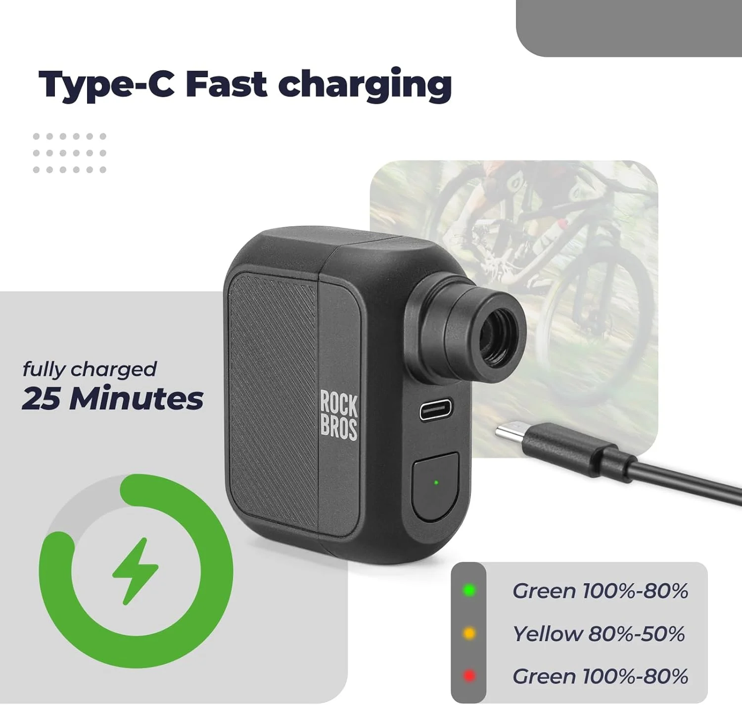 تلمبه مینی دوچرخه ROCKBROS، تلمبه باد قابل حمل 100PSI، تلمبه هوای مینی دوچرخه برقی، تلمبه باد تایر قابل شارژ با والف پرستا و شرادر تلمبه مینی دوچرخه ROCKBROS، تلمبه باد قابل حمل 100PSI، تلمبه هوای مینی دوچرخه برقی، تلمبه باد تایر قابل شارژ با والف پرستا و شرادر