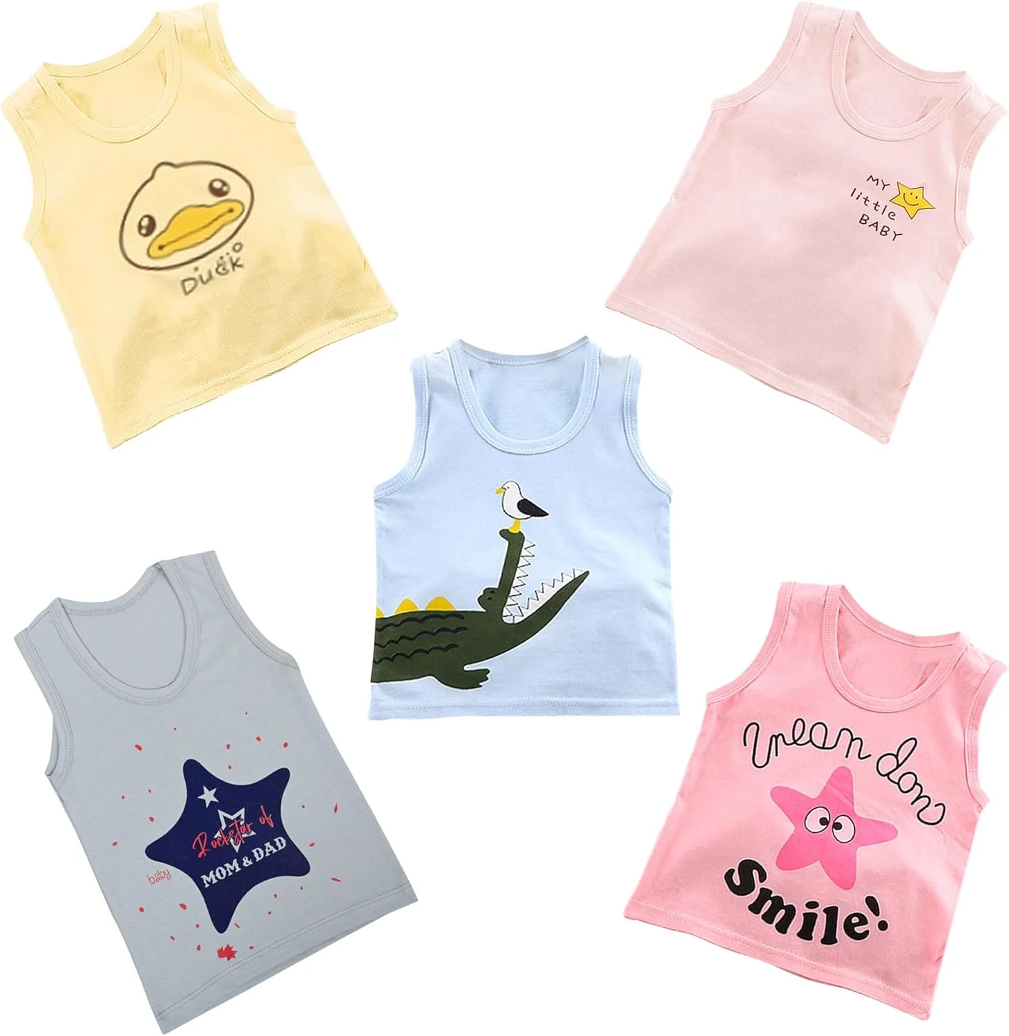 زیرپوش نخی بدون آستین بچگانه (بسته 5 عددی) | زیرپوش برای کودکان | زیرپوش نوزادی | ساندو | مناسب تا 4 سال دخترانه و پسرانه | لباس تابستانی زیرپوش نخی بدون آستین بچگانه (بسته 5 عددی) | زیرپوش برای کودکان | زیرپوش نوزادی | ساندو | مناسب تا 4 سال دخترانه و پسرانه | لباس تابستانی