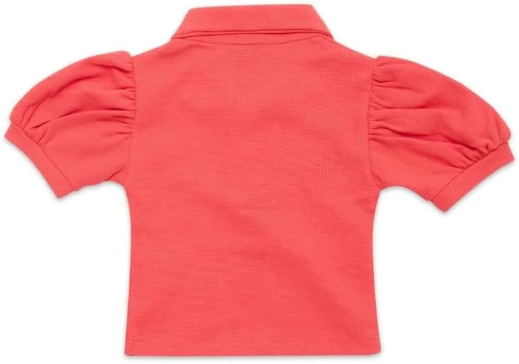 تی شرت پولو آستین پفی یقه دار دخترانه