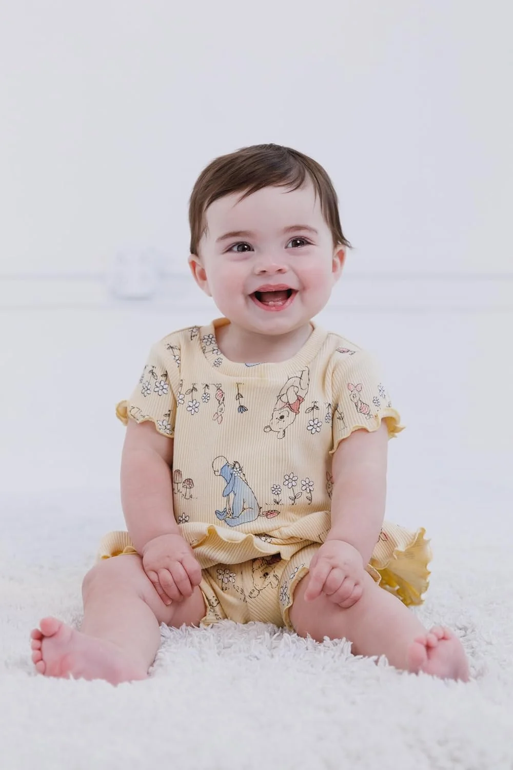 ست تی‌شرت پپلوم دنده‌دار دیزنی جونیور و شورت دوچرخه‌سواری، سایز نوزادی تا بچه بزرگ (0-3 ماهگی تا 14-16)