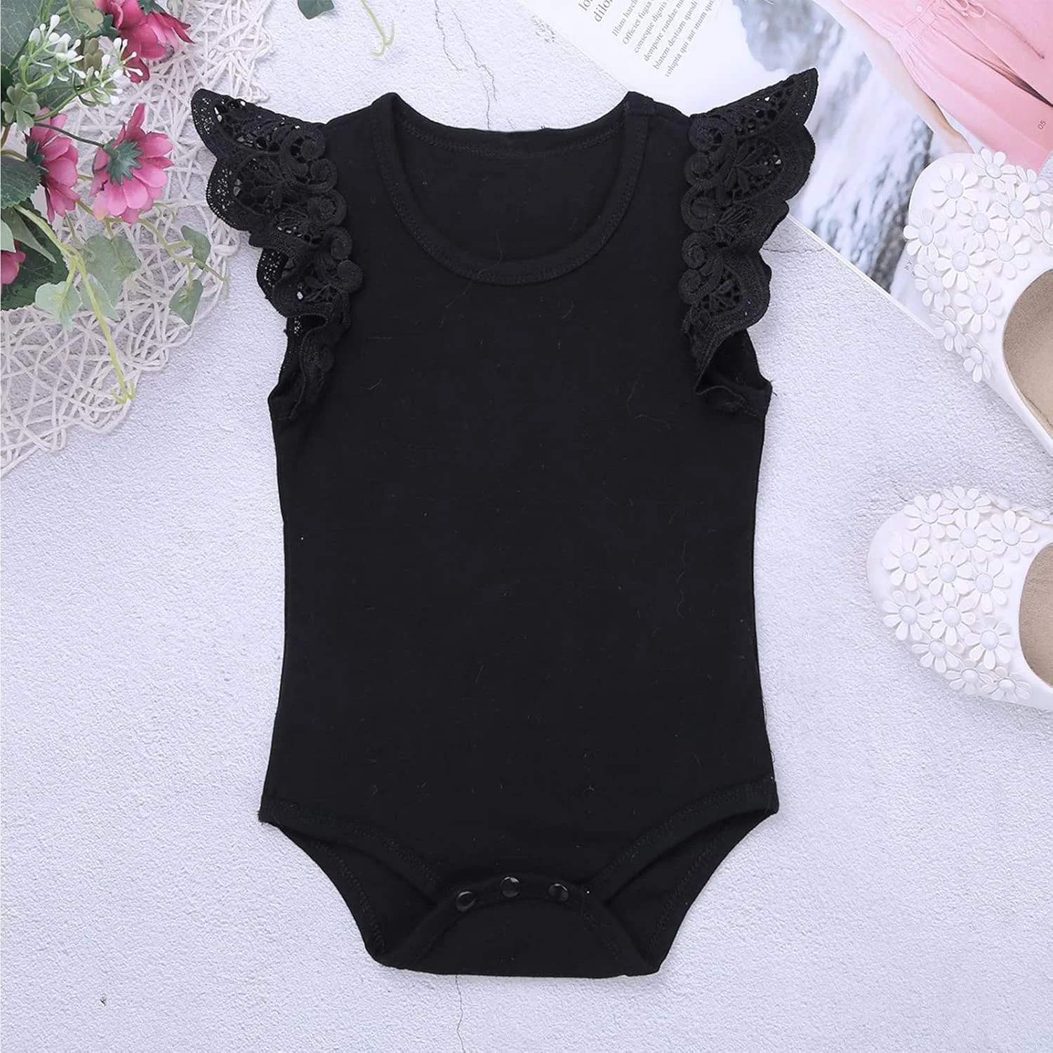 لباس سرهمی نخی آستین کوتاه چین‌دار دخترانه