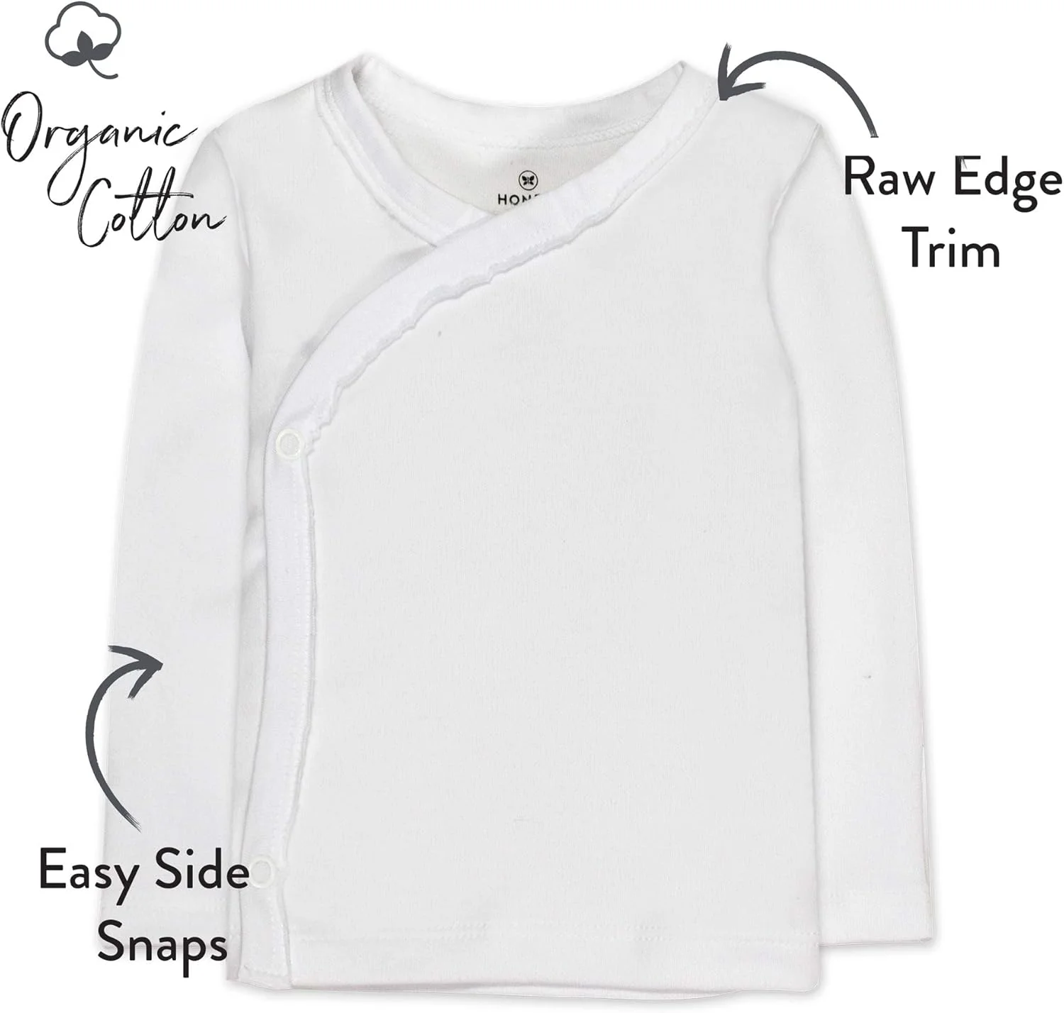 ست 3 عددی تیشرت آستین بلند کیمونویی نوزادی دخترانه HonestBaby، تهیه شده از پنبه ارگانیک