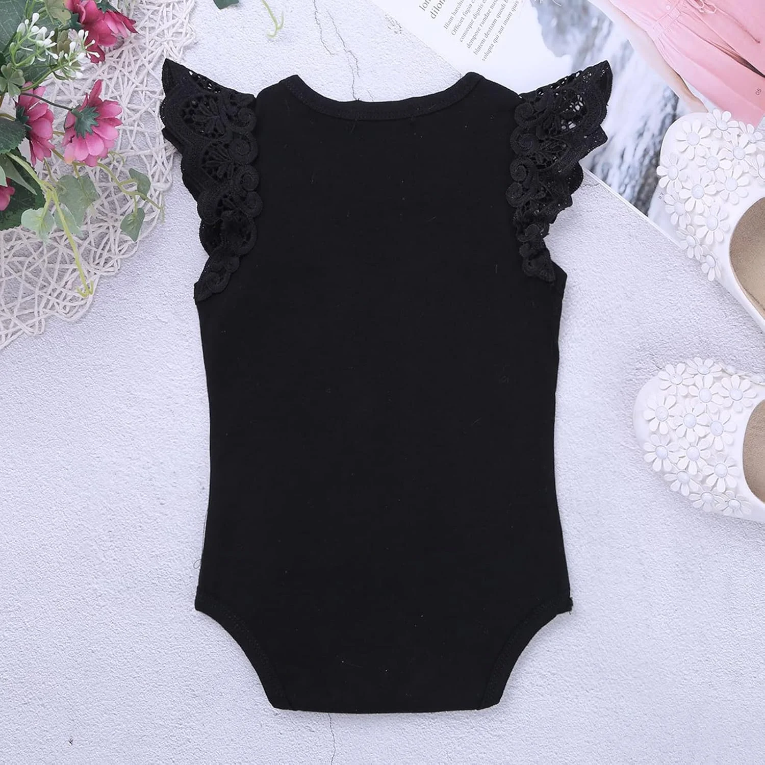 لباس سرهمی نخی آستین کوتاه چین‌دار دخترانه