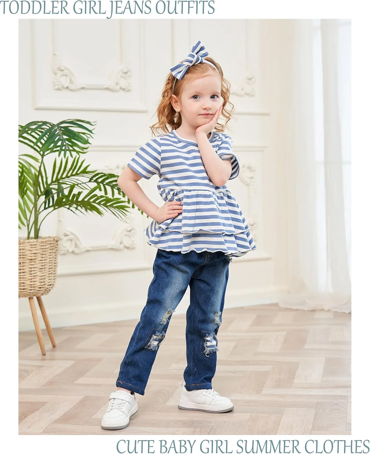 ست لباس دخترانه شامل بلوز آستین بلند چین‌دار و شلوار، مناسب نوزادان و کودکان نوپا، لباس‌های پاییزی و زمستانی دخترانه، سایز 9 ماه تا 4 سال