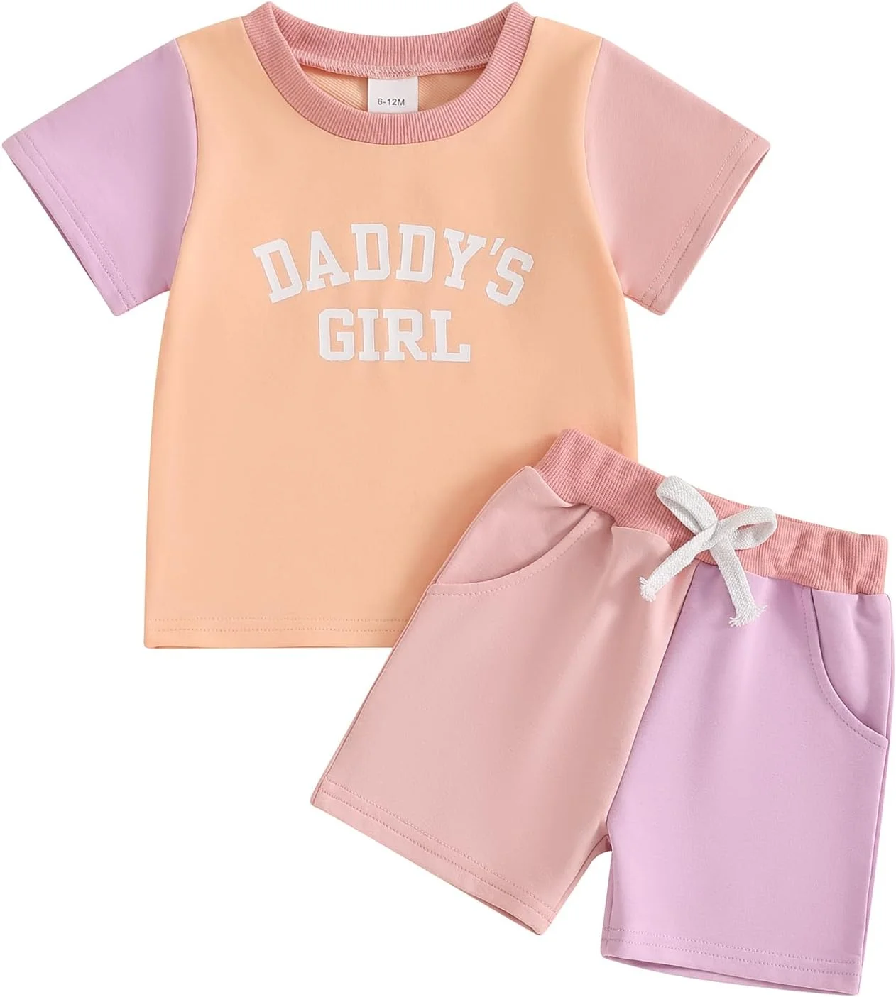 ست لباس تابستانی دخترانه شامل تیشرت آستین کوتاه طرح دار و شلوارک کشی