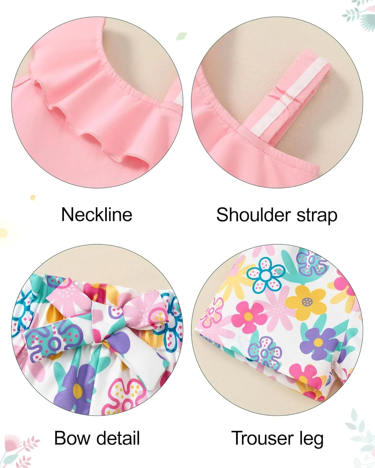 لباس دخترانه نوپا (12 ماهه تا 5 ساله) لباس تابستانی دخترانه تاپ بدون آستین با شانه های باز و شورت گلدار