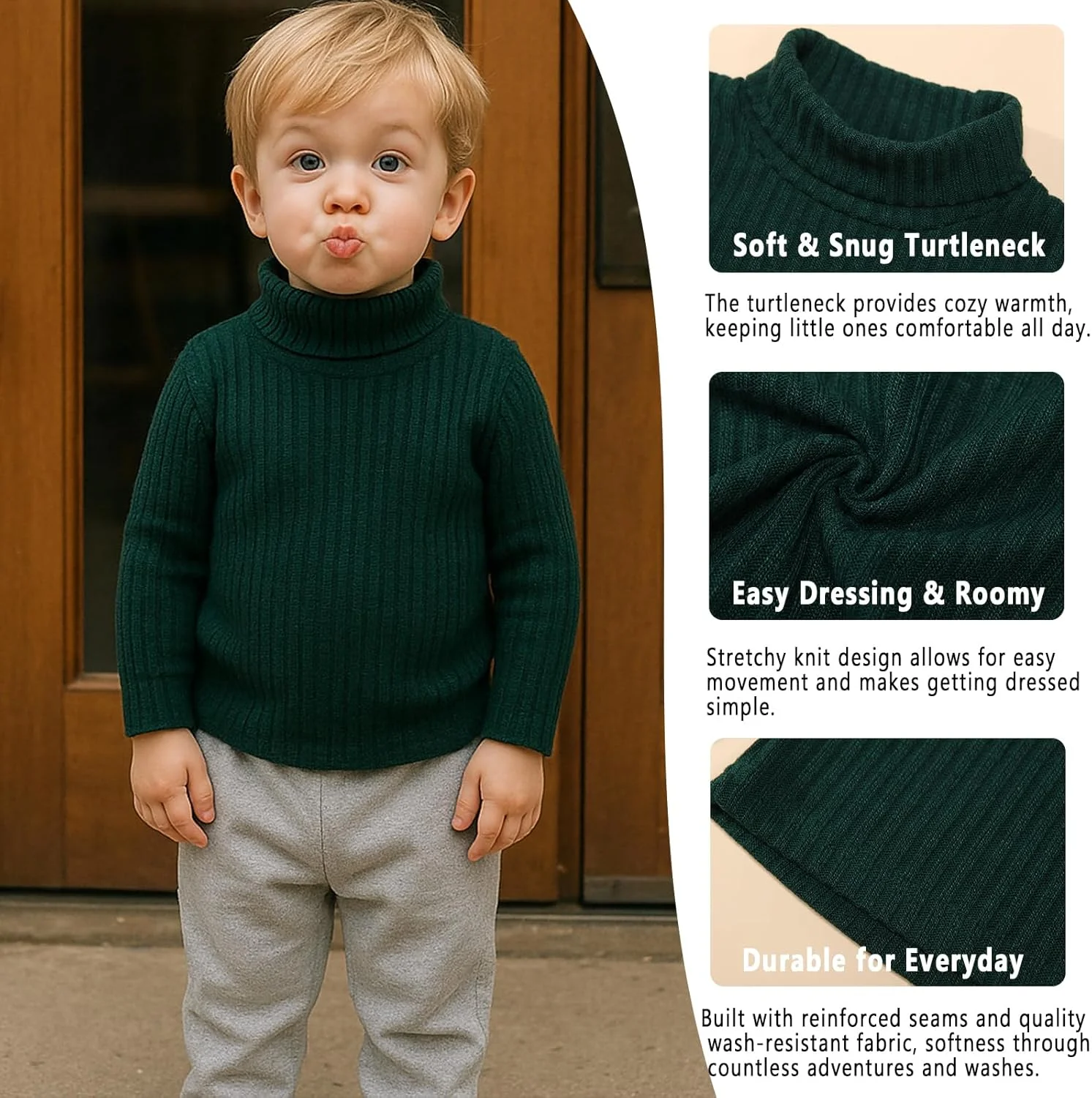 بادی یقه اسکی آستین بلند نوزادی DEFAHN، لباس سرهمی پنبه ای ساده پسرانه دخترانه 0-24 ماه، بسته 2 عددی