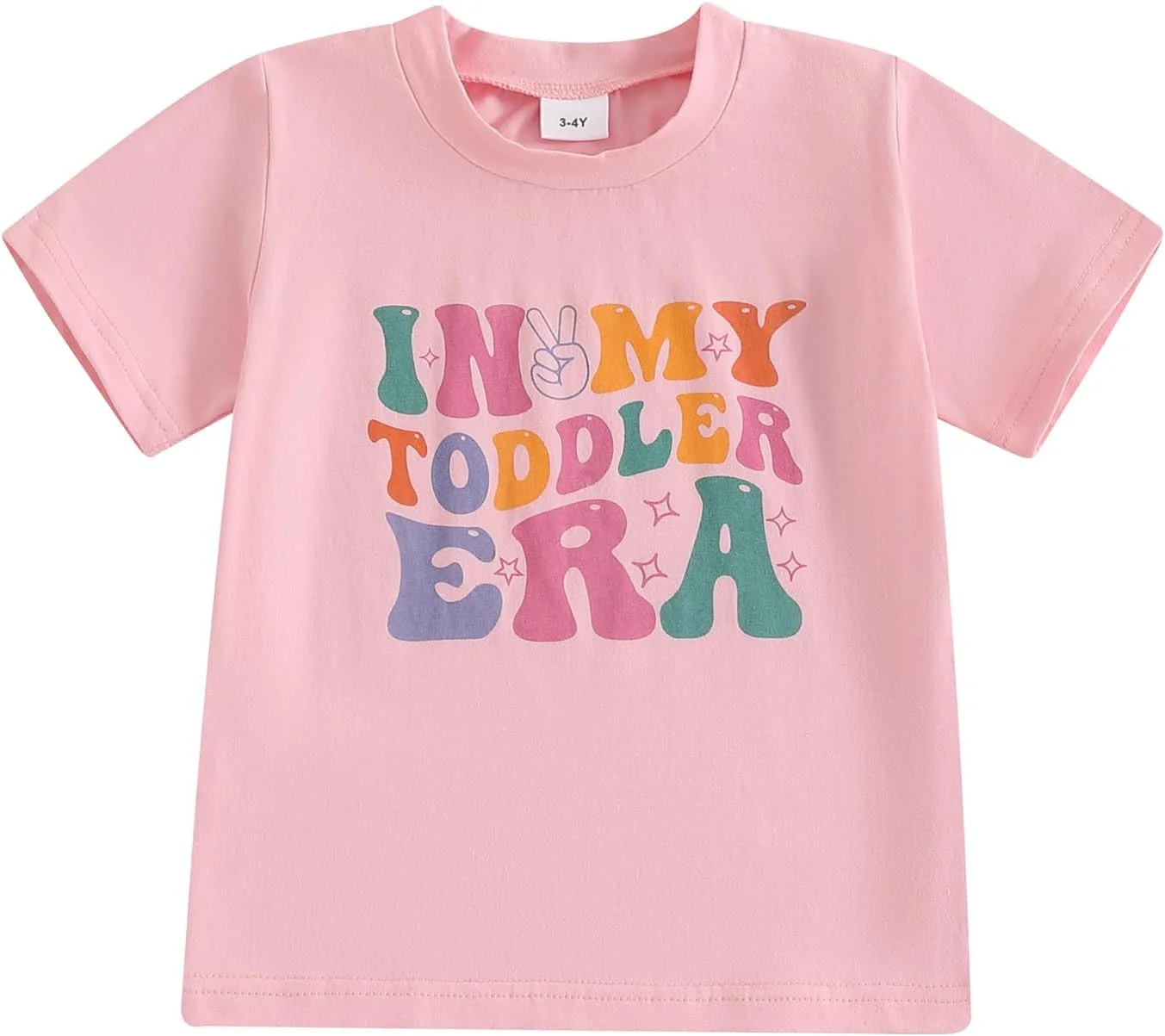 لباس تی شرت آستین کوتاه گردن خدمه با چاپ حروف و اعداد برای تولد دختر بچه