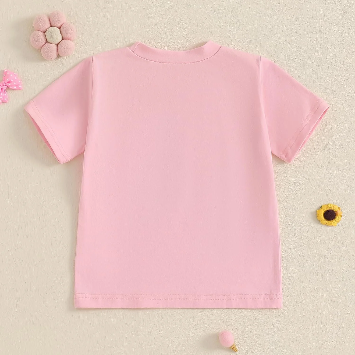 لباس تی شرت آستین کوتاه گردن خدمه با چاپ حروف و اعداد برای تولد دختر بچه