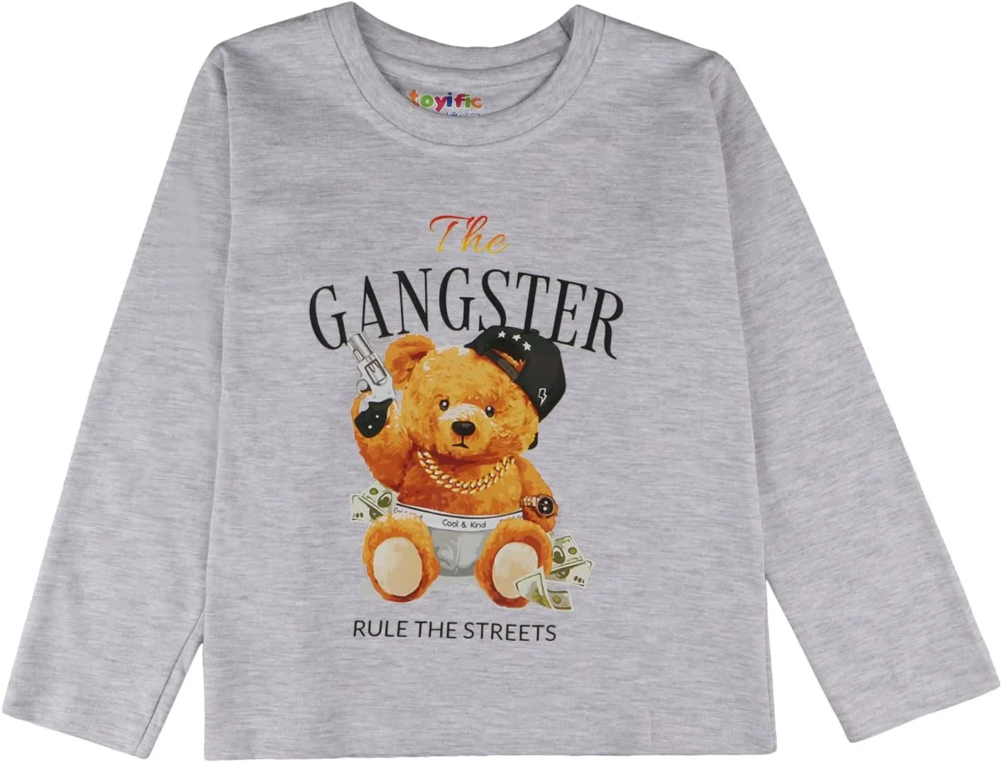 تی شرت نخی طرح دار унисекс | تی شرت آستین بلند یقه گرد با پارچه نرم برای پسران و دختران - بسته 1 عددی