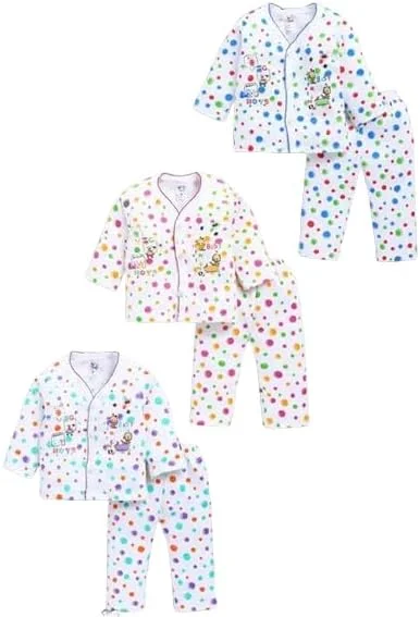 ست لباس نوزادی شامل تی‌شرت آستین بلند و شلوار راحتی پنبه‌ای، مناسب نوزادان دختر و پسر، بسته 3 عددی