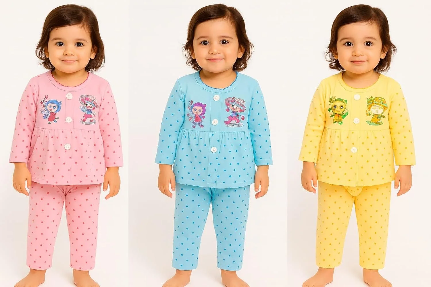 مجموعه ای شگفت انگیز از زیرپوش های آستین بلند نخی نرم و لطیف با طرح چاپی، پیراهن ژابلا به همراه شلوار راحتی برای نوزادان و کودکان نوپا (ست 3 تکه)