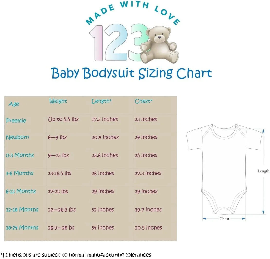 بادی نوزادی 123 Bear، پنبه و اسپندکس نرم، آستین بلند و آستین کوتاه