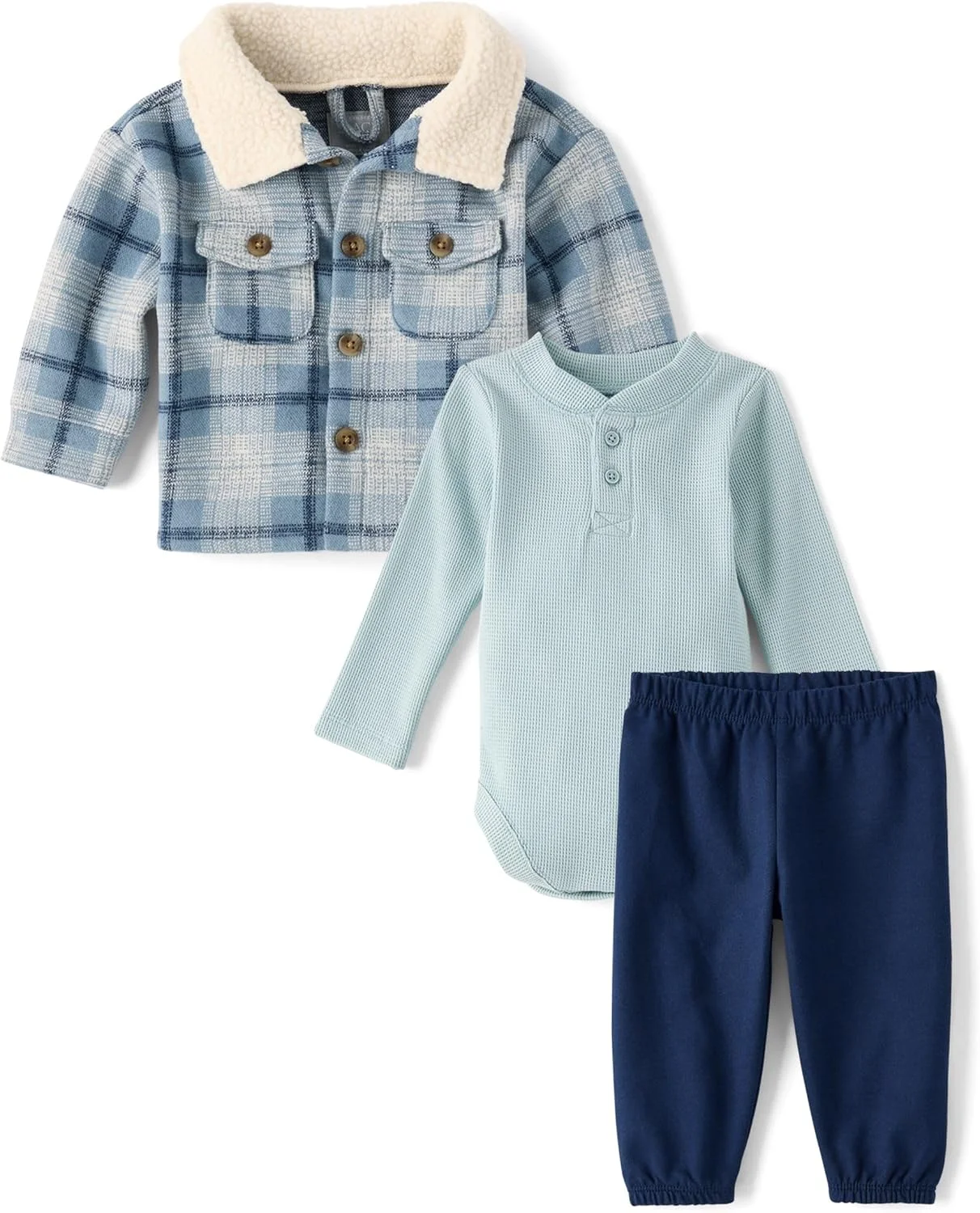 ست 3 تکه پسرانه The Children's Place شامل ژاکت بلند، بادی آستین کوتاه و شلوار (بسته 3 عددی)