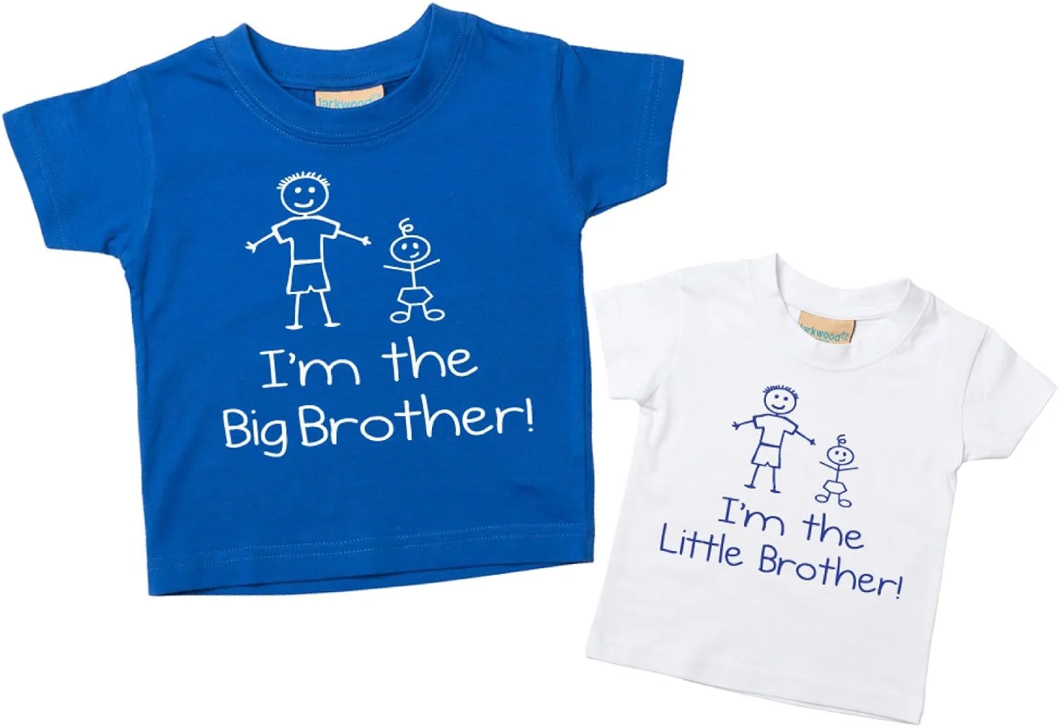ست تی‌شرت برادر بزرگتر و برادر کوچکتر، آبی و سفید، مناسب نوزاد، کودک نوپا و بچه ها، موجود در سایزهای 0 تا 6 ماه