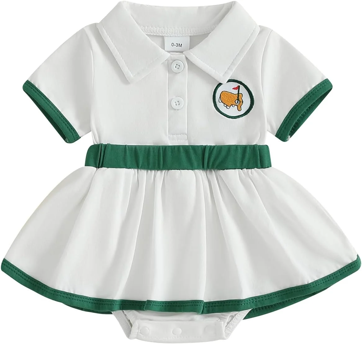 لباس تولد نوزاد دختر با طرح گلف، پیراهن پولو آستین کوتاه و دامن توتو، سایز 6 ماه تا 4 سال