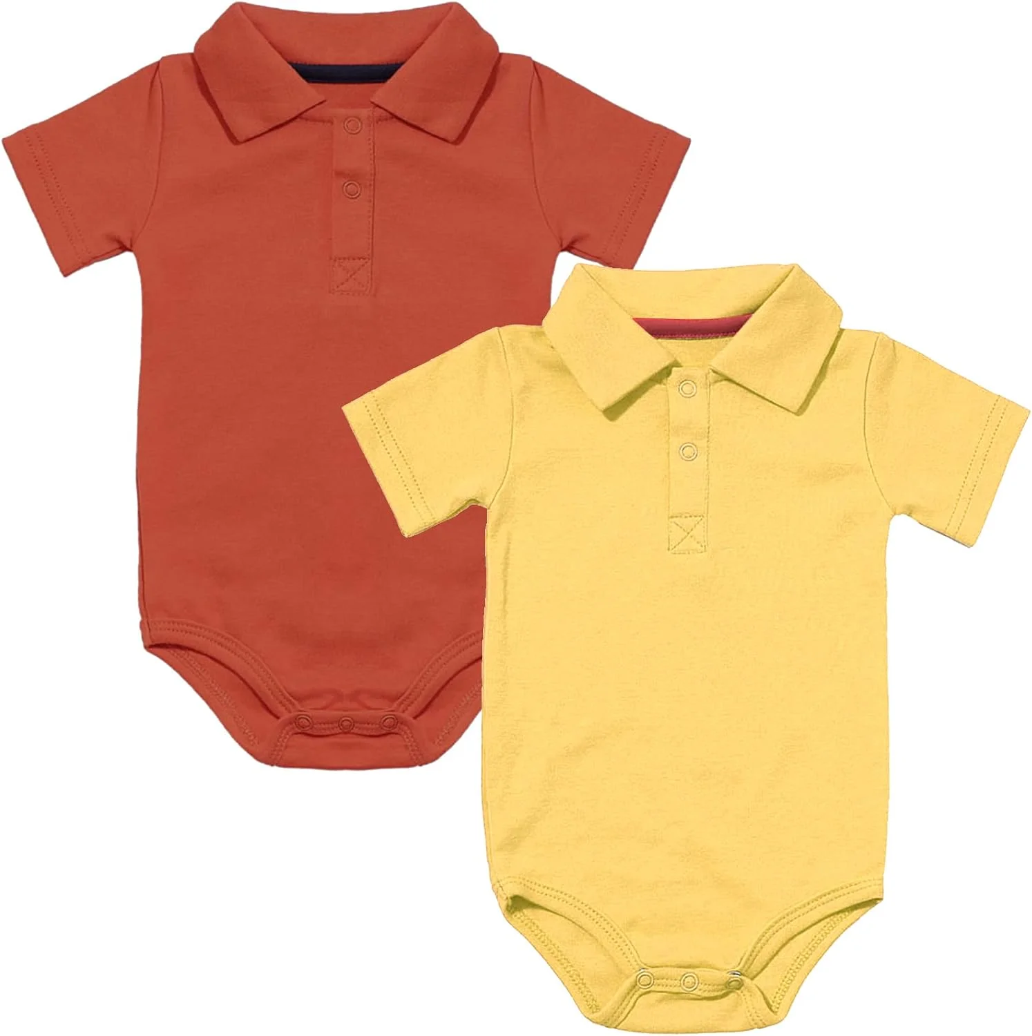 بادی یقه دار آستین کوتاه نوزادی، لباس کودک رنگ خالص، پنبه ارگانیک