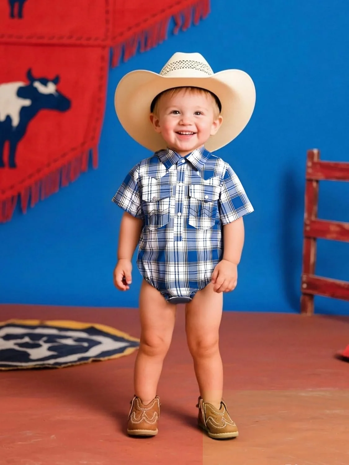 لباس پسرانه نوزادی COSLAND، بادی آستین کوتاه پنبه ای چهارخانه، پیراهن گاوچران کودک، 0-18 ماه لباس پسرانه نوزادی COSLAND، بادی آستین کوتاه پنبه ای چهارخانه، پیراهن گاوچران کودک، 0-18 ماه