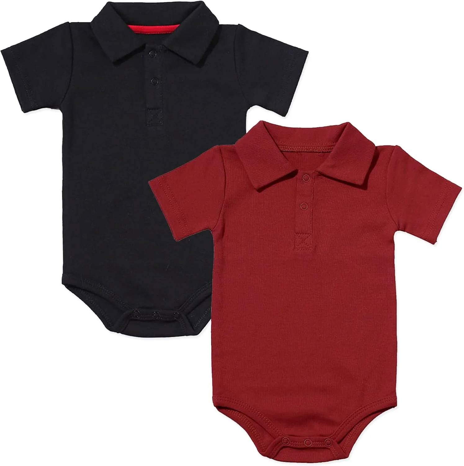 بادی یقه دار آستین کوتاه نوزادی، لباس نوزاد رنگ خالص، پنبه ارگانیک