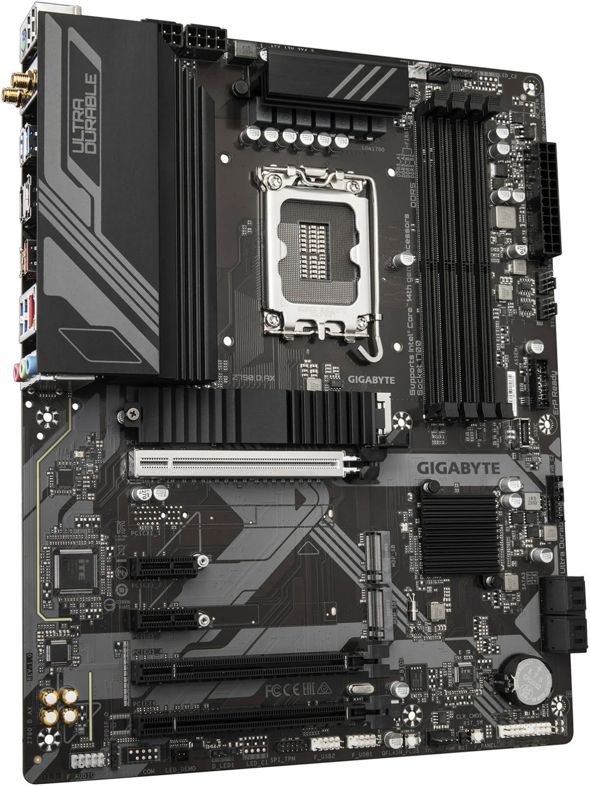 مادربرد GIGABYTE Z790 D AX LGA 1700 ATX، چیپست Intel Z790 Express، 4 اسلات DDR5 DIMM، حداکثر حافظه 256 گیگابایت، 1 اسلات SMD PCIe 5.0 x16، 3 اسلات M.2، WiFi 6E و BT 5.3 | Z790-D-AX