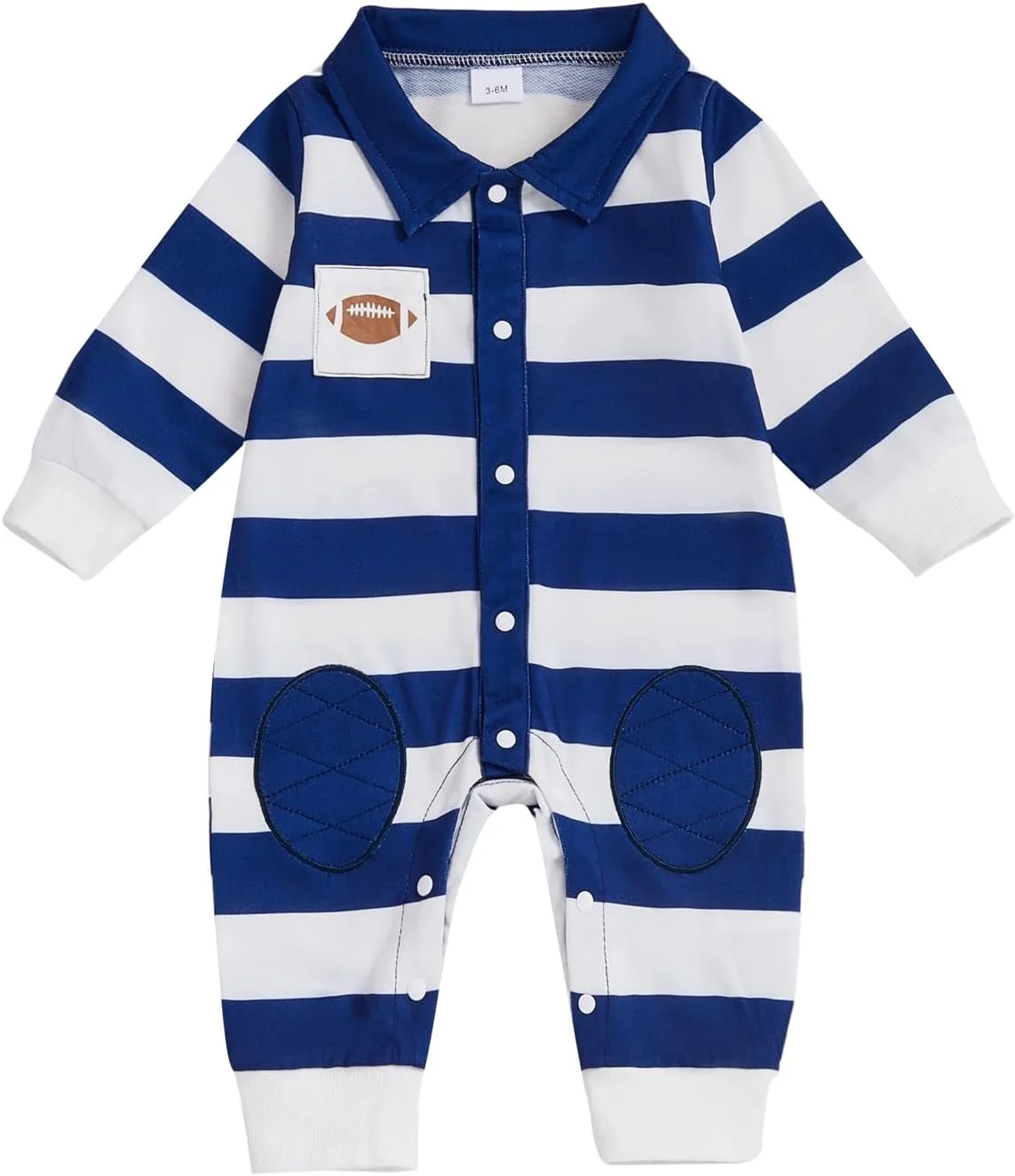 لباس نوزادی پسرانه، رامپر فوتبالی آستین بلند یقه پولو، جامپسوت راه راه، لباس پاییزی