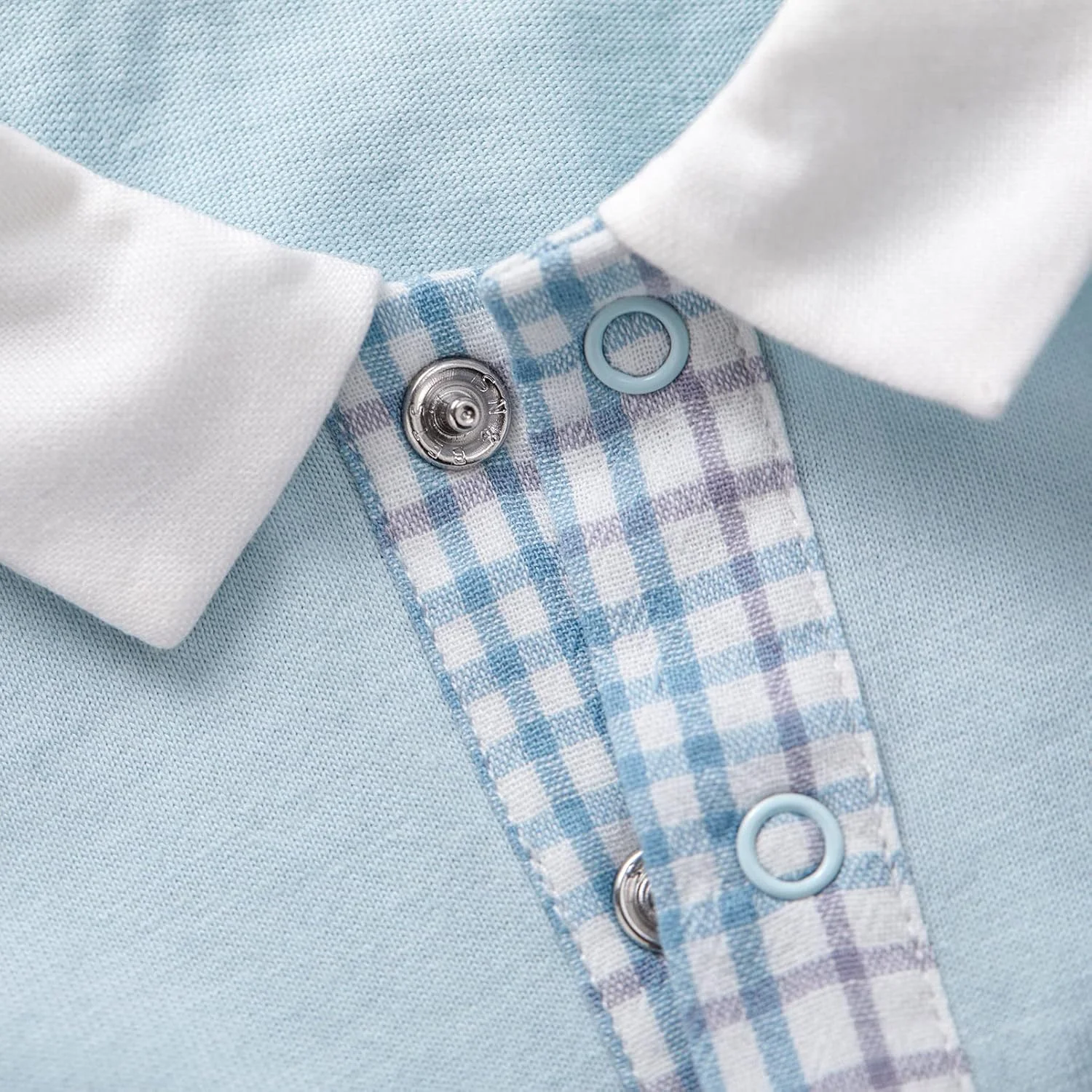 لباس سرهمی 3 تکه نوزاد پسرانه Pureborn، سفید-نقره ای با طرح صلیب (بسته 3 عددی)