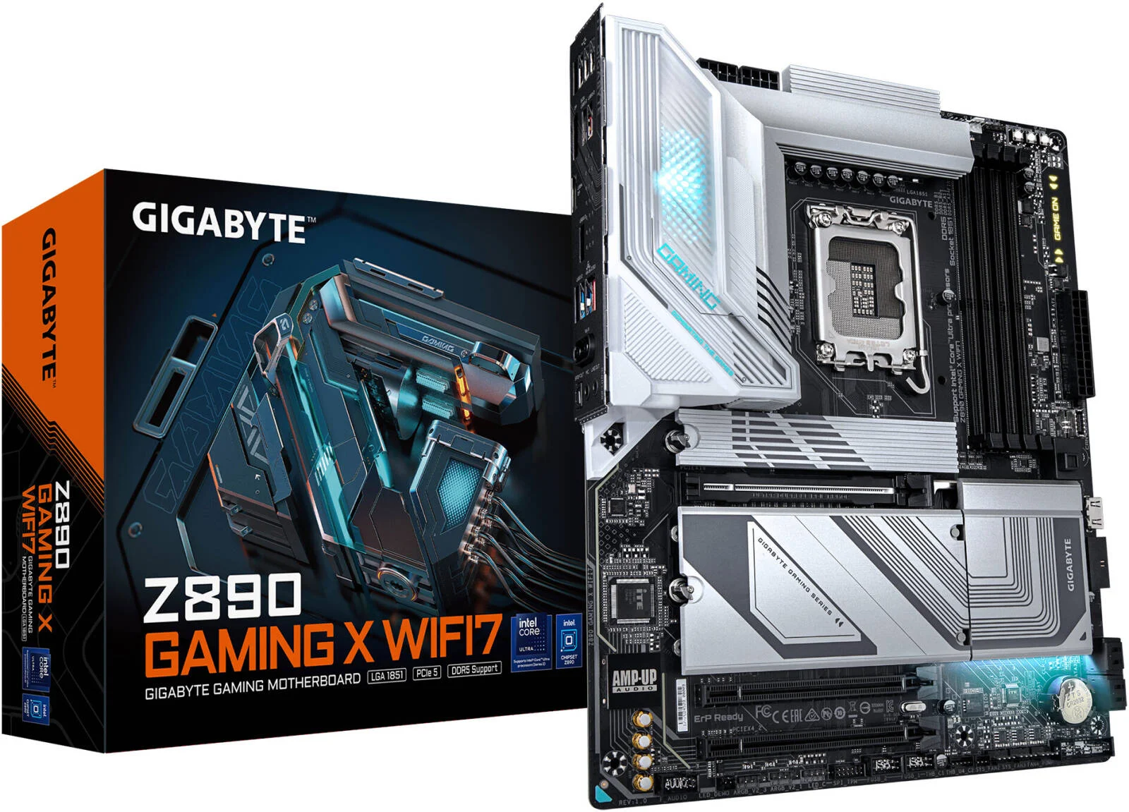 مادربرد GIGABYTE Z890 Gaming X Wi-Fi 7 LGA 1851 ATX، چیپست Intel Z890، دارای 4 اسلات DDR5 DIMM، حداکثر حافظه 256 گیگابایت، Wi-Fi 7 و BT 5.4، PCIe 5.0 x16، 4 اسلات M.2، مشکی | Z890-GAMING-X-WIFI7