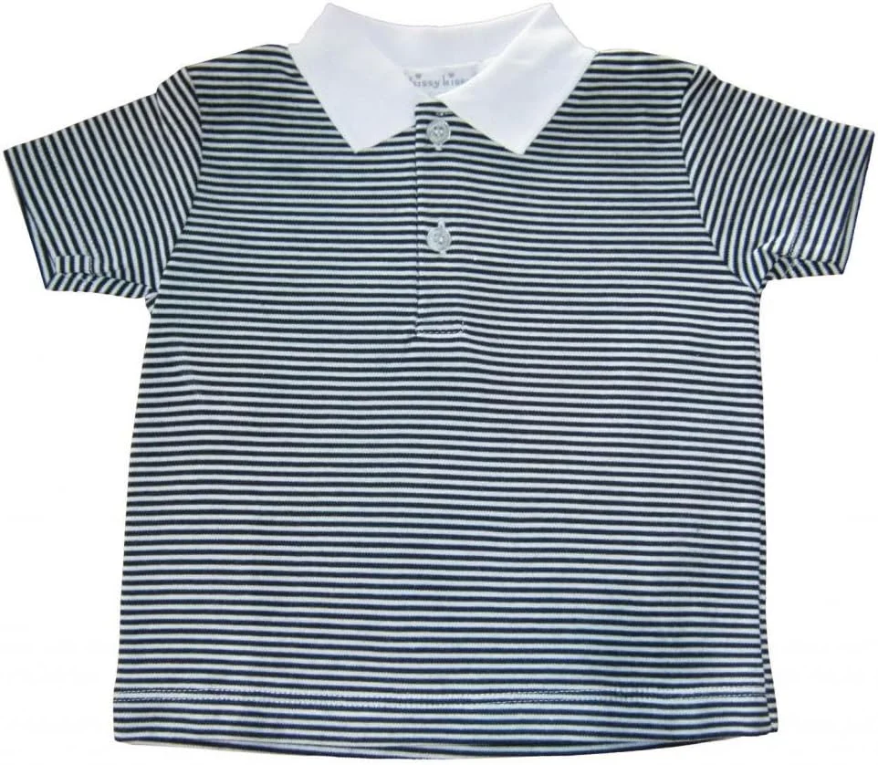 پولوشرت آستین کوتاه راه راه سفید نوزادی