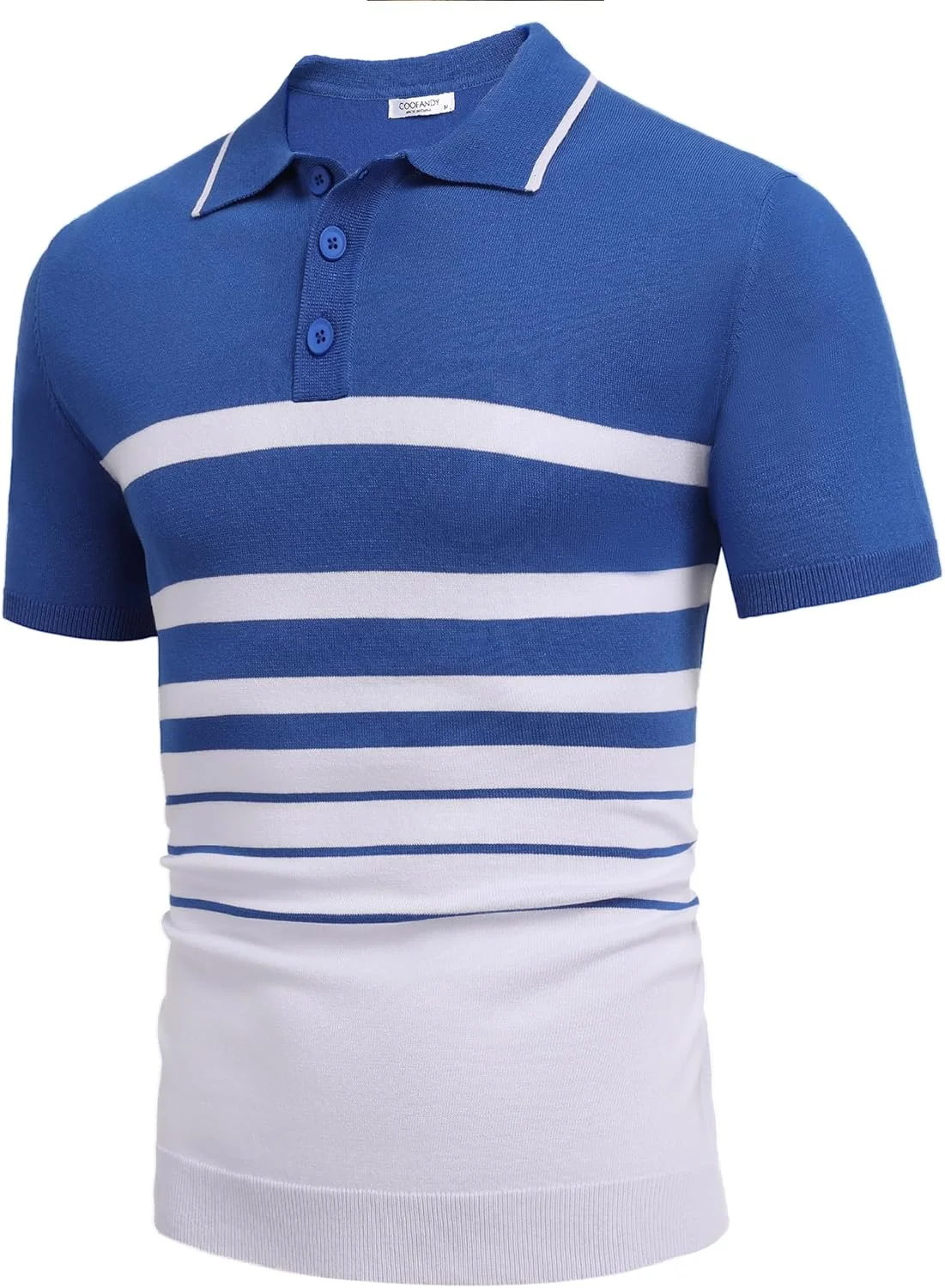 پولوشرت بافتنی مردانه COOFANDY آستین کوتاه راه راه، پولوشرت گلف کژوال و شیک پولوشرت بافتنی مردانه COOFANDY آستین کوتاه راه راه، پولوشرت گلف کژوال و شیک
