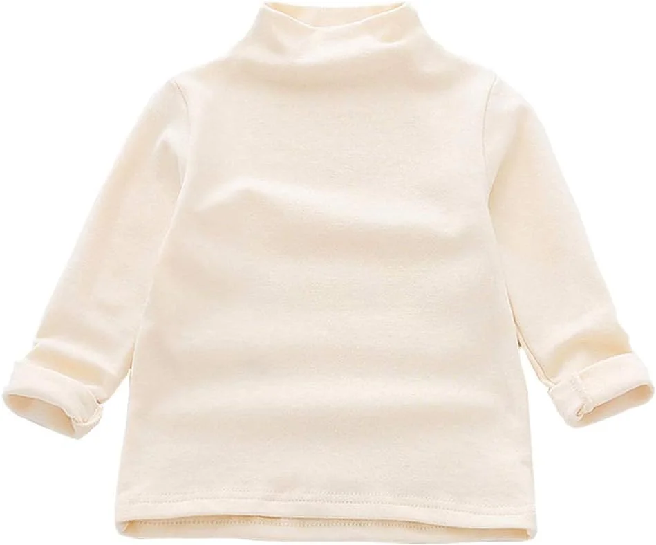 MODNTOGA تیشرت یقه اسکی آستین بلند دخترانه بچه گانه با رنگ ثابت