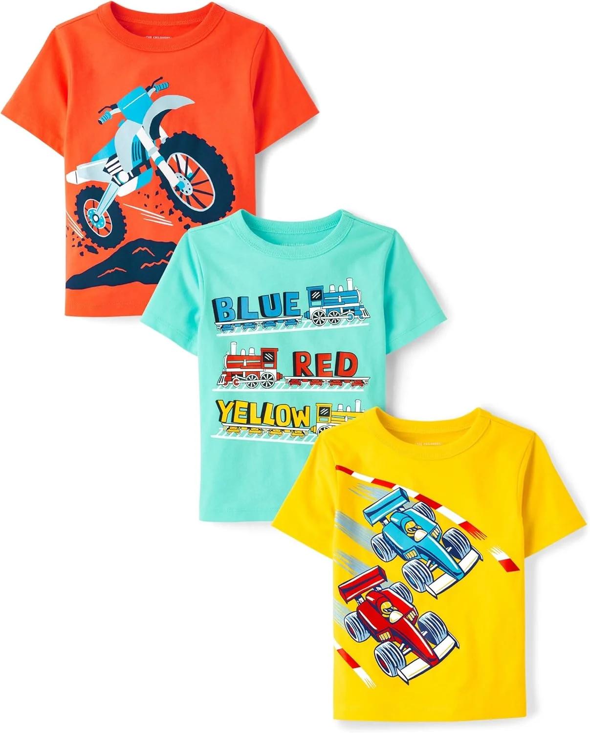 تی‌شرت گرافیکی پسرانه بچگانه و نوپا The Children's Place، بسته‌ی 3 عددی با طرح وسایل نقلیه